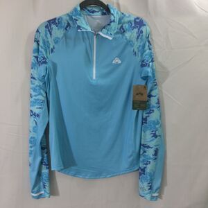 EMS Sea Spray Blue 1/4 Zip Pullover UPF 40+ Small NWT Lightweight Stretchy